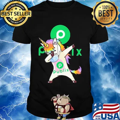 Unicorn mask dabbing publix logo shirt