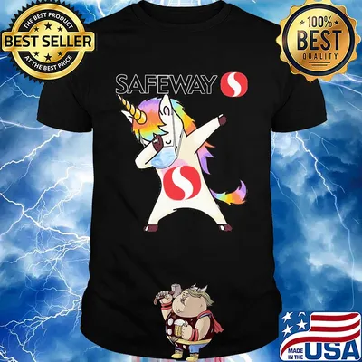 Unicorn mask dabbing safeway logo shirt