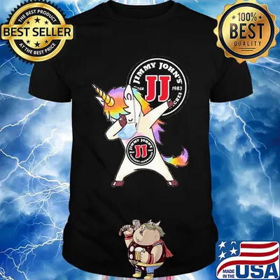 Unicorn mask jimmy john's since 1983 gourmet sandwiches logo shirt