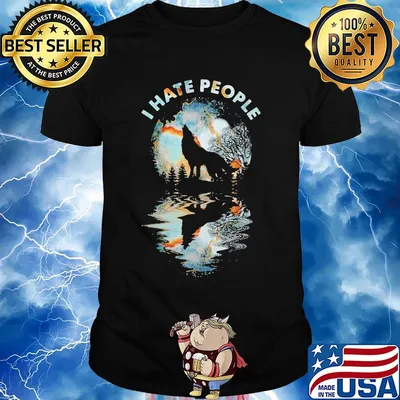 Wolf I hate people mirror shirt