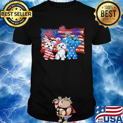 Yorkshire terrier firework american flag independence day shirt