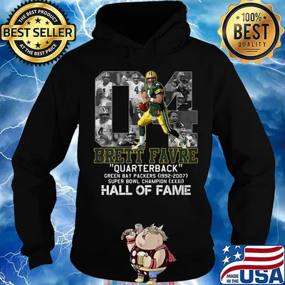 04 brett favre quarterback green bay packers 1992 2007 super bowl champion hall of fame s Hoodie