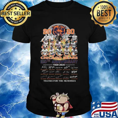 2020 chicago bears football 100th anniversary 1920 2020 thanks for the memories signatures shirt