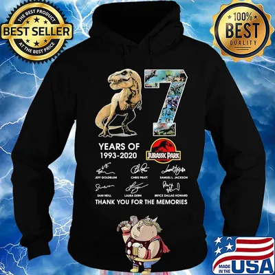 27 years of 1993 2020 jurassic park thank you for the memories signatures s Hoodie