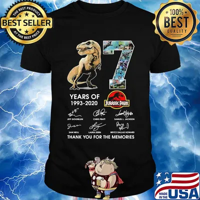 27 years of 1993 2020 jurassic park thank you for the memories signatures shirt