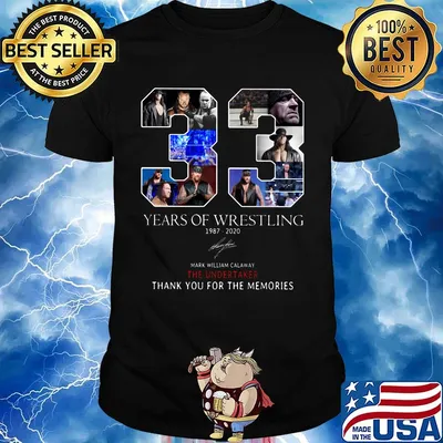 33 years of wrestling 1987 2020 mark william calaway the undertaker thank you for the memories signature shirt