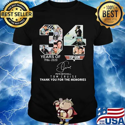 34 years of 1986 2020 top gun pete mitchell tom cruise thank you for the memories signature shirt