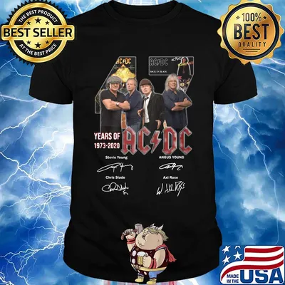 47 years of 1973 2020 acdc signatures shirt