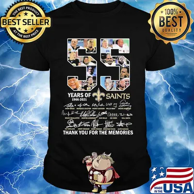 55 years of 1966 2021 new orleans saints thank you for the memories signatures shirt