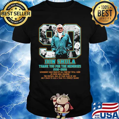90 don coach shula thank you for the memories 1930-2020 miami dolphins football shirt