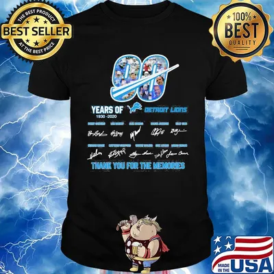 90 years of 1930 2020 detroit lions thank you for the memories signatures shirt