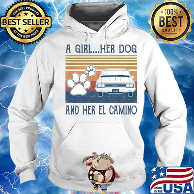 A girl her paw dog and her el camino vintage retro s Hoodie