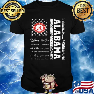 Alabama crimson tide signatures american flag independence day shirt
