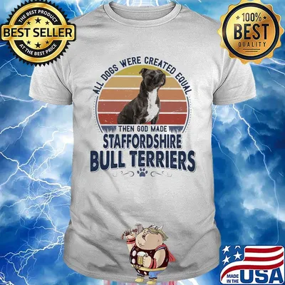 All Dogs Were Created Equal Then God Made Staffordshire Bull Terriers Vintage Retro Shirt