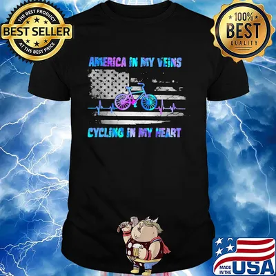 America in my vein cycling in my heart flag veteran Independence Day shirt