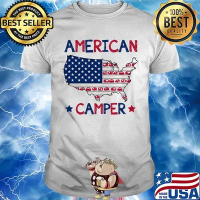 American flag camper happy independence day stars shirt