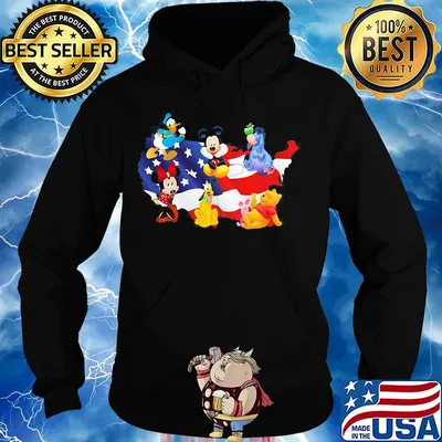 American flag independence day disney donald duck mickey mouse minnie mouse pluto pooh and eeyore s Hoodie