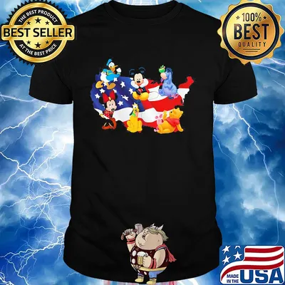 American flag independence day disney donald duck mickey mouse minnie mouse pluto pooh and eeyore shirt