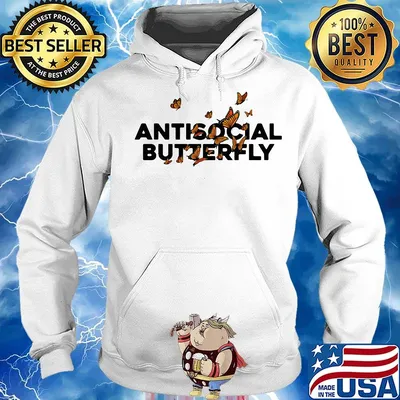 Antisocial Butterfly Yellow Black Shirt Hoodie