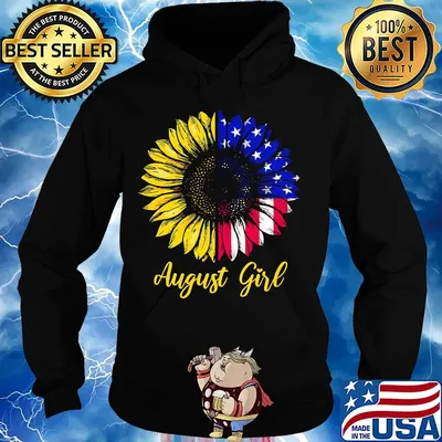 August girl sunflower american flag independence day s Hoodie