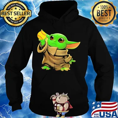 Baby yoda holding softball mug s Hoodie