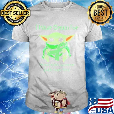 Baby yoda i wear green for mental health awareness faith hope love shirt