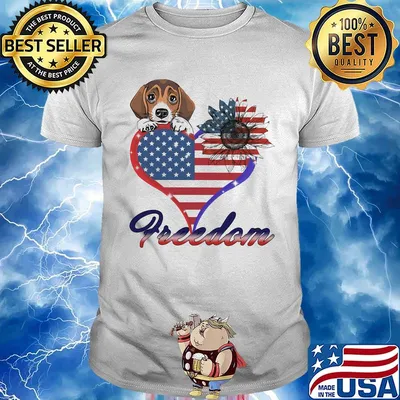 BEAGLE FREEDOM DOG HEART AMERICAN FLAG INDEPENDENCE DAY SHIRT
