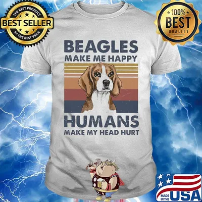 Beagles make me happy humans make me head hurt vintage retro shirt