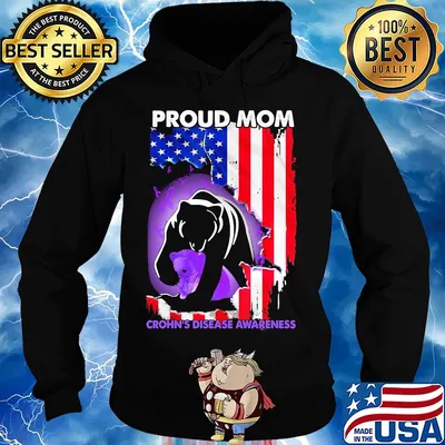 Bear proud mom crohn's disease awareness american flag independence day s Hoodie