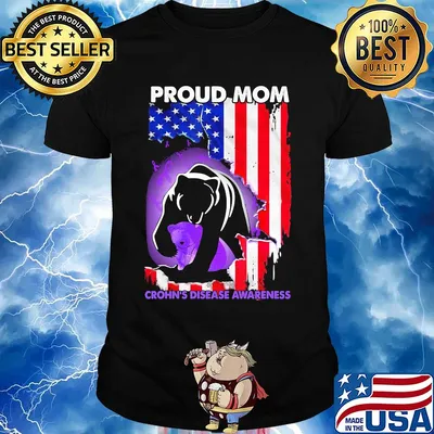 Bear proud mom crohn's disease awareness american flag independence day shirt