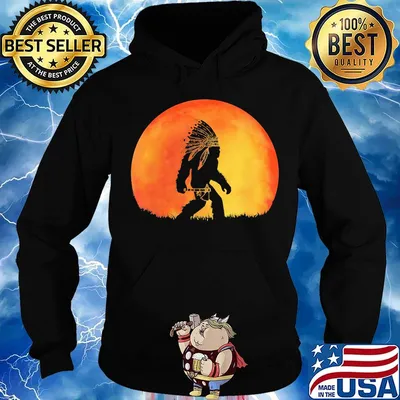 Bigfoot American Native Under The Red Moon Shirt Hoodie