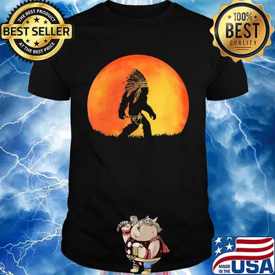 Bigfoot American Native Under The Red Moon Shirt