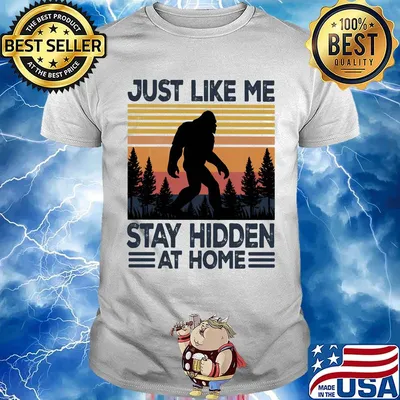 Bigfoot just like me stay hidden at home vintage retro shirt