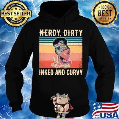 Black girl books flowers nerdy dirty inked and curvy vintage retro s Hoodie