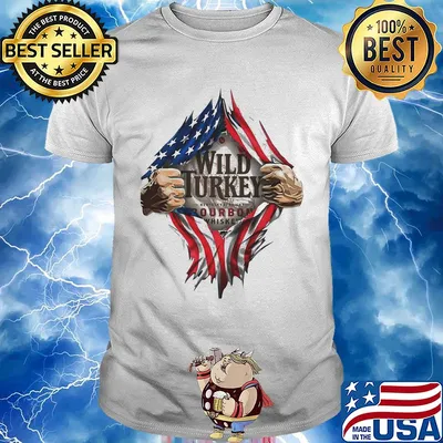 Blood insides wild turkey bourbon whiskey american flag independence day shirt