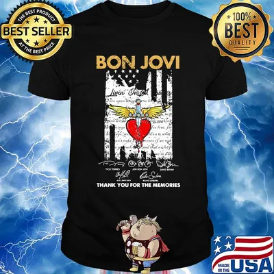 Bon jovi thank you for the memories signatures american flag independence day shirt