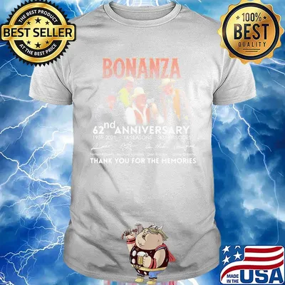 Bonanza 62nd anniversary 1959 2021 14 seasons 431 episodes thank you for the memories signature guitar shirt
