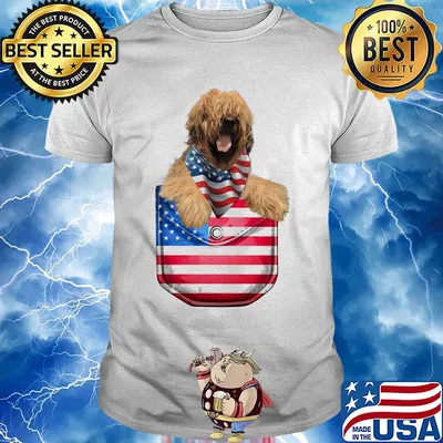 Briard pocket american flag independence day shirt
