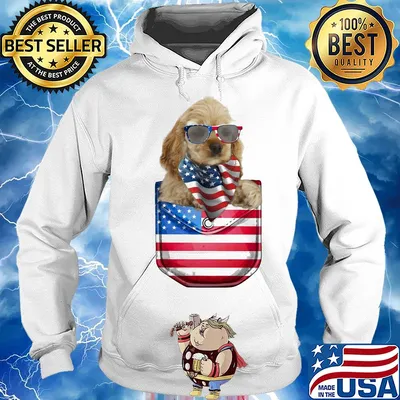 Buff cocker spaniel pocket american flag independence day s Hoodie