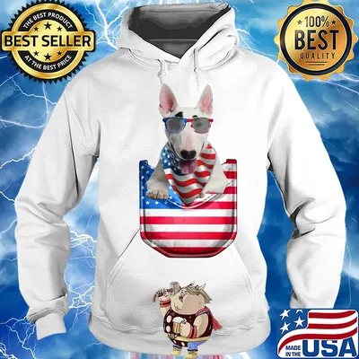 Bull terrier pocket american flag independence day s Hoodie
