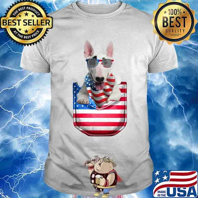 Bull terrier pocket american flag independence day shirt