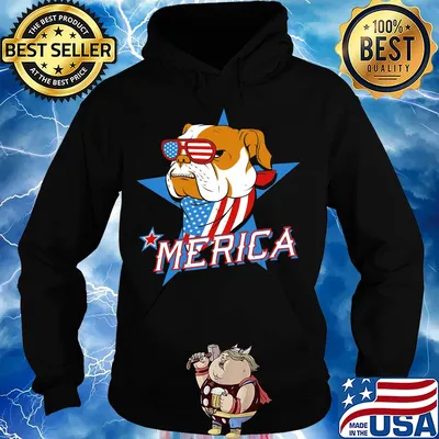 Bulldog merica american flag independence day s Hoodie