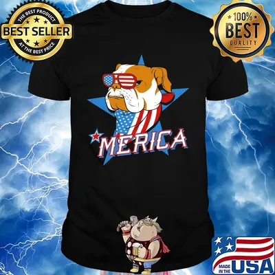 Bulldog merica american flag independence day shirt