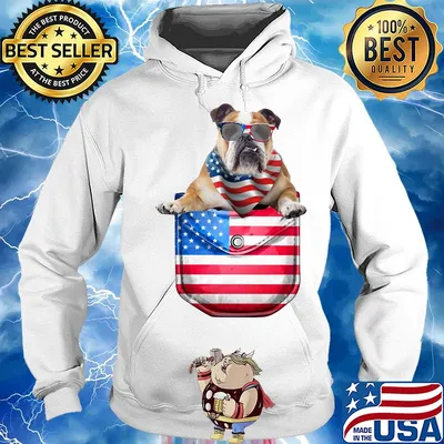 Bulldog pocket american flag independence day s Hoodie