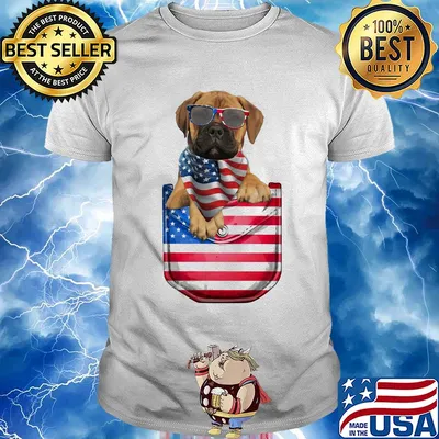 Bullmastiff pocket american flag independence day shirt
