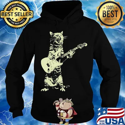 Cat guitar sing black s Hoodie