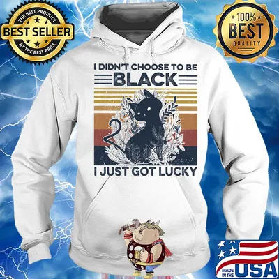 Cat I didn't choose to be black I just got lucky vintage retro s Hoodie