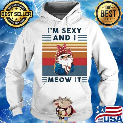 Cat i'm sexy and i meow it vintage retro s Hoodie