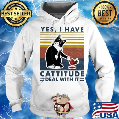 Cat yes i have cattitude deal with it vintage retro s Hoodie
