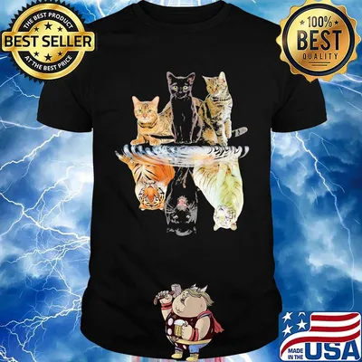 Cats water reflection tigers shirt